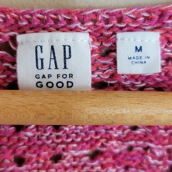 Gap | Pink Open Knit Crochet Sweater Tank Size Medium - Picture 5 of 6